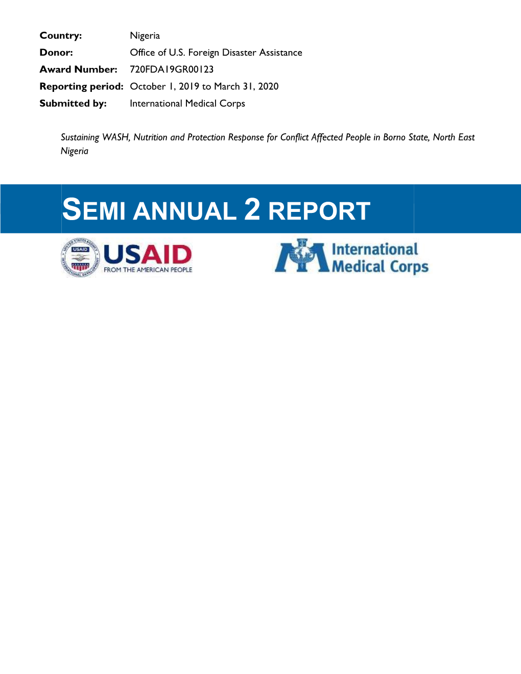 Semi Annual 2 Report