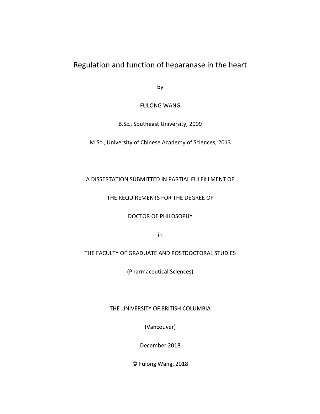 Regulation and Function of Heparanase in the Heart