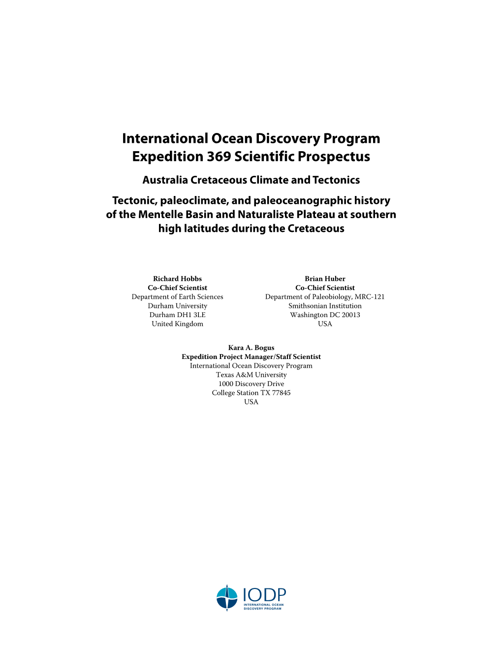 International Ocean Discovery Program Expedition 369 Scientific