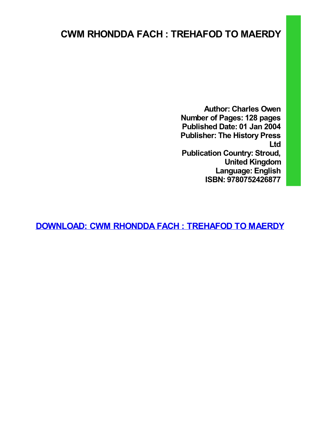 {FREE} Cwm Rhondda Fach : Trehafod to Maerdy Ebook, Epub