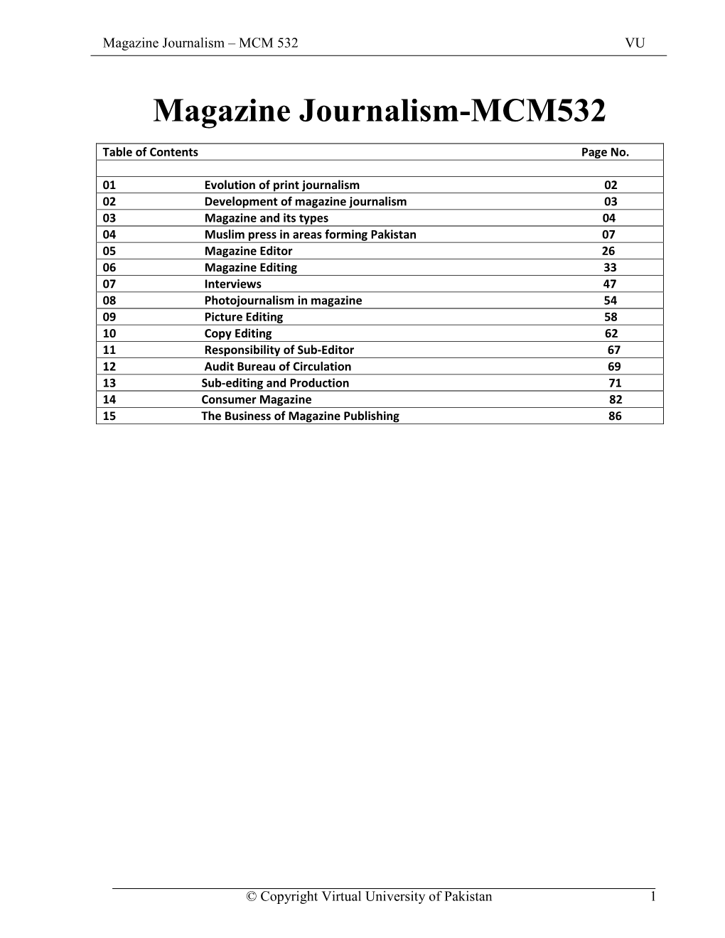 Magazine Journalism Mcm532