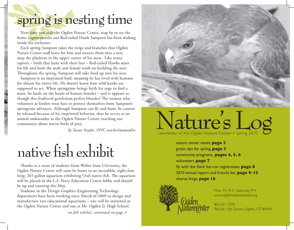 Spring Is Nesting Time Native Fish Exhibit