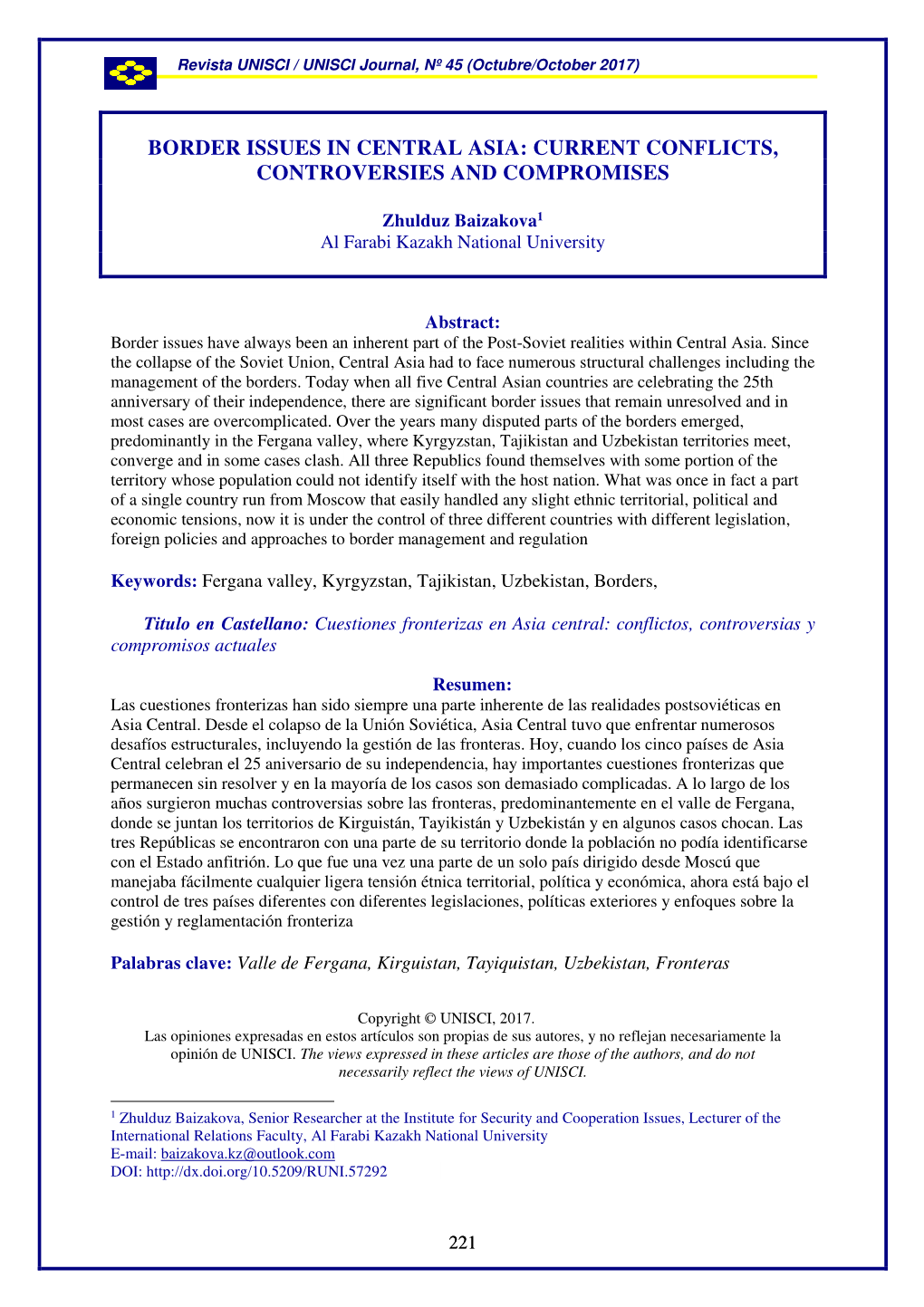 Border Issues in Central Asia: Current Conflicts, Controversies and Compromises