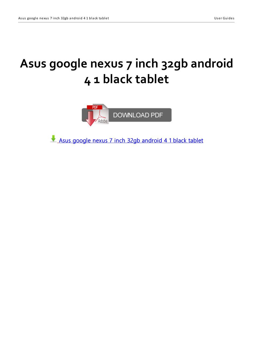 Asus Google Nexus 7 Inch 32Gb Android 4 1 Black Tablet User Guides