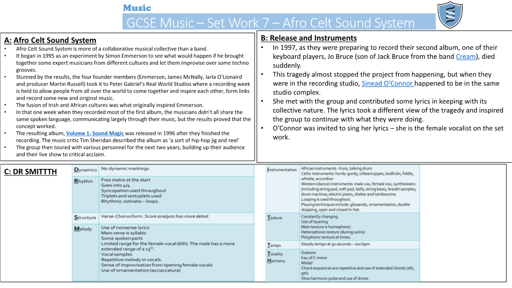 Afro Celt Sound System A: Afro Celt Sound System B: Release and Instruments • Afro Celt Sound System Is More of a Collaborative Musical Collective Than a Band