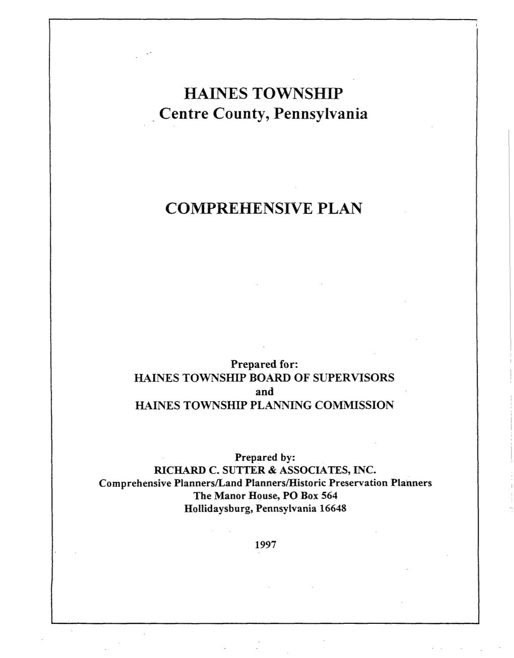 HAINES TOWNSHIP Centre County and Pennsylvania