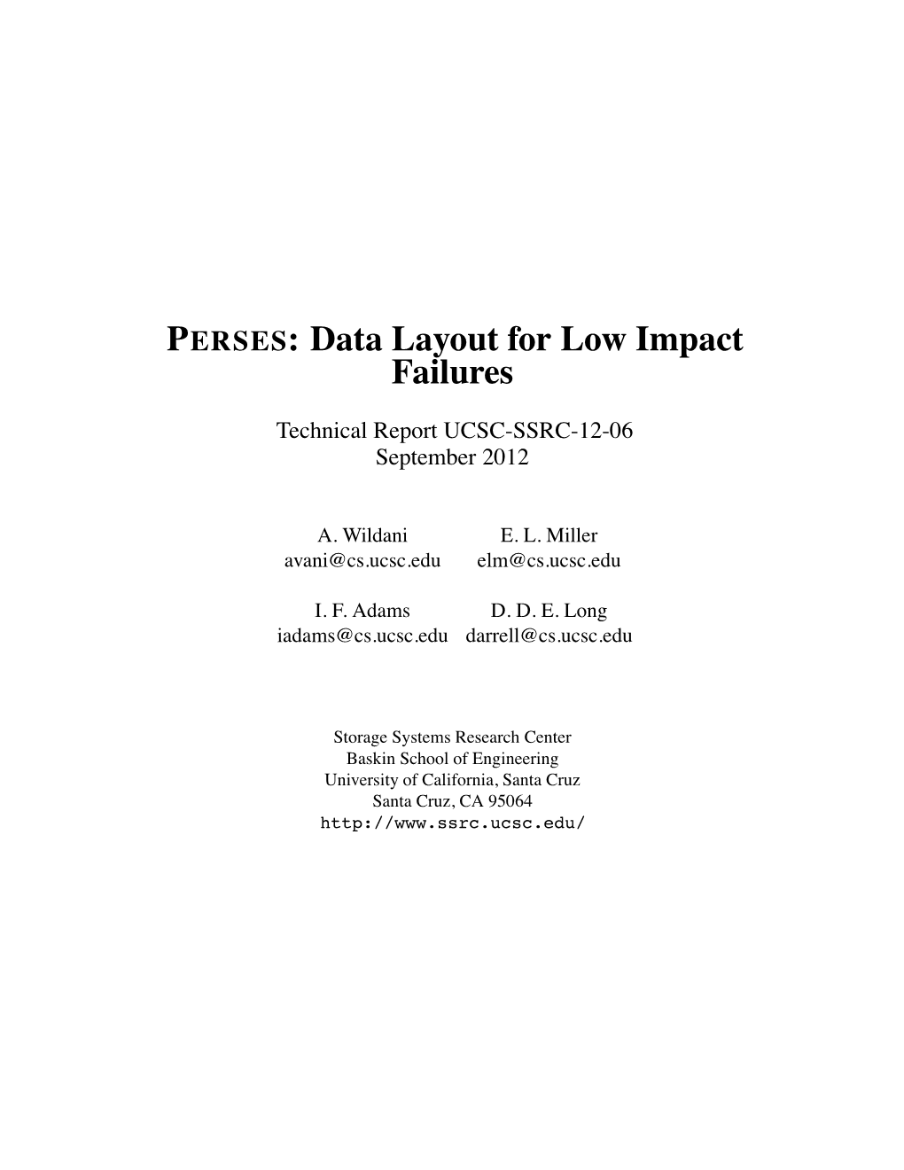 PERSES: Data Layout for Low Impact Failures
