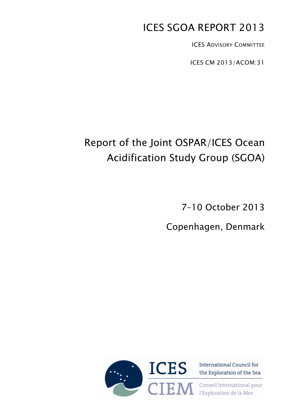 Report of the Joint OSPAR/ICES Ocean Acidification Study Group (SGOA)