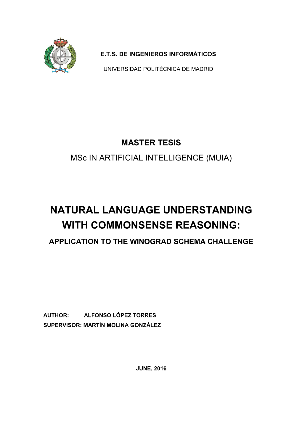 Natural Language Understanding with Commonsense Reasoning