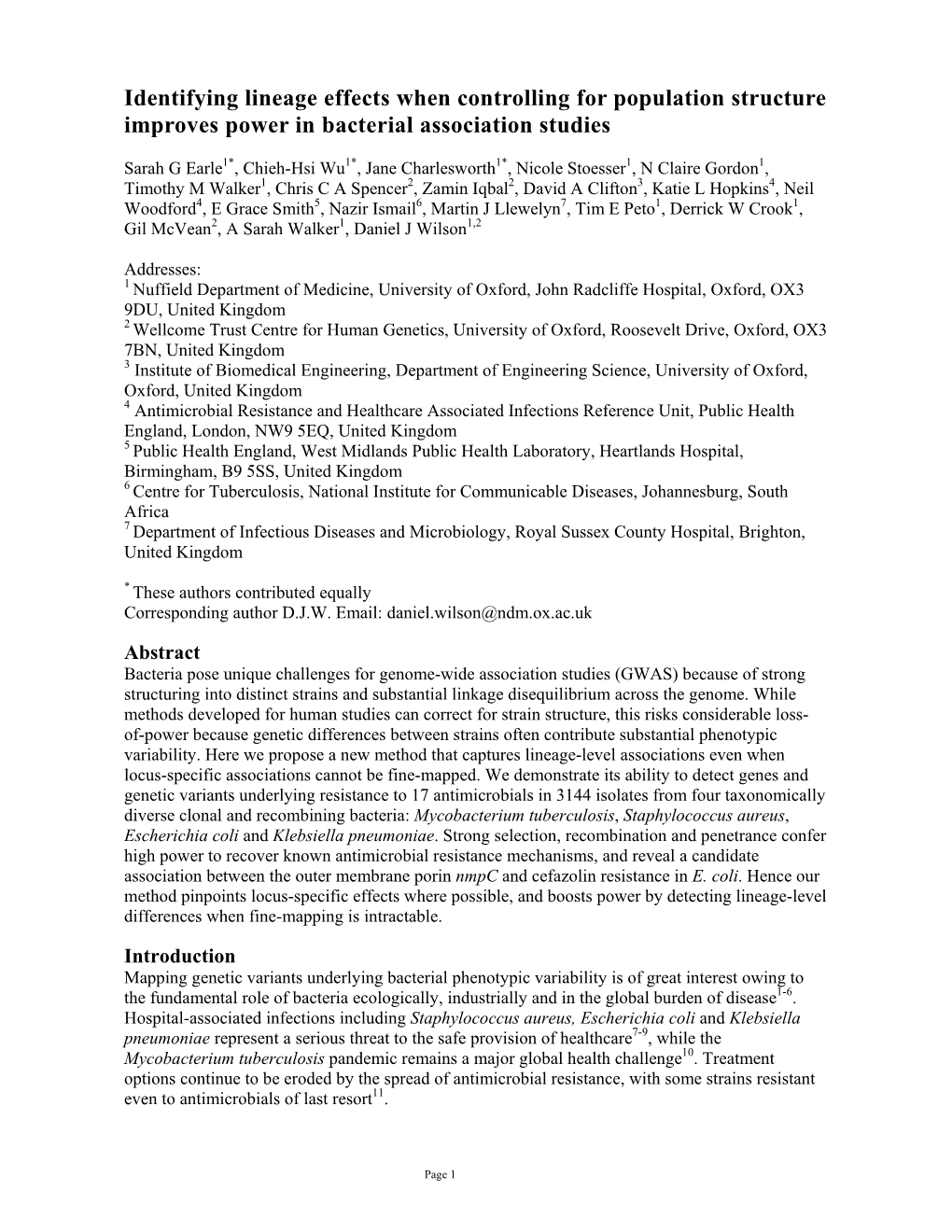 Identifying Lineage Effects When Controlling for Population Structure Improves Power in Bacterial Association Studies