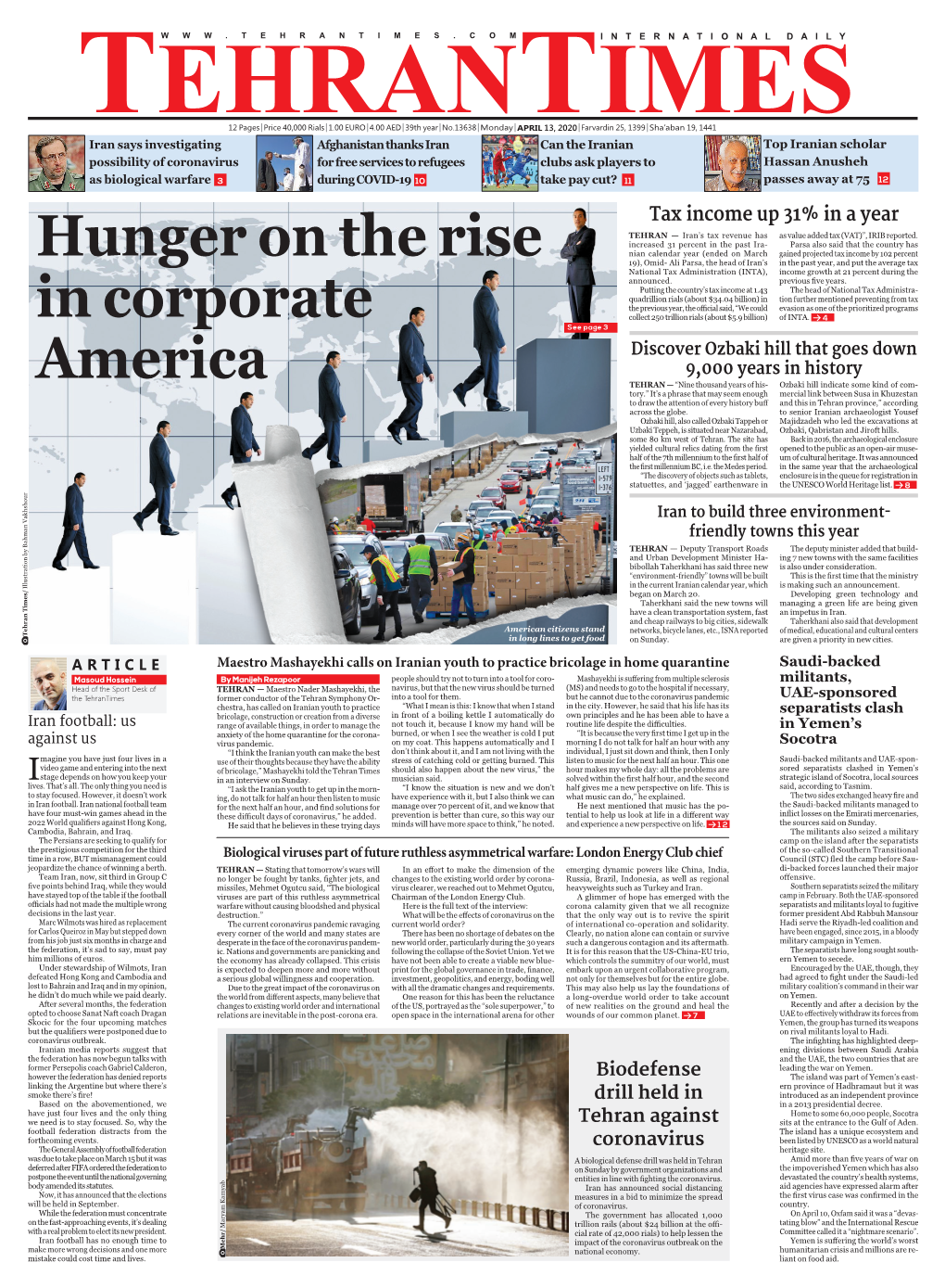 Hunger on the Rise in Corporate America Try Where Five Years of a Bloody Campaign Led by the Regime in Riyadh Have Shattered the Health System