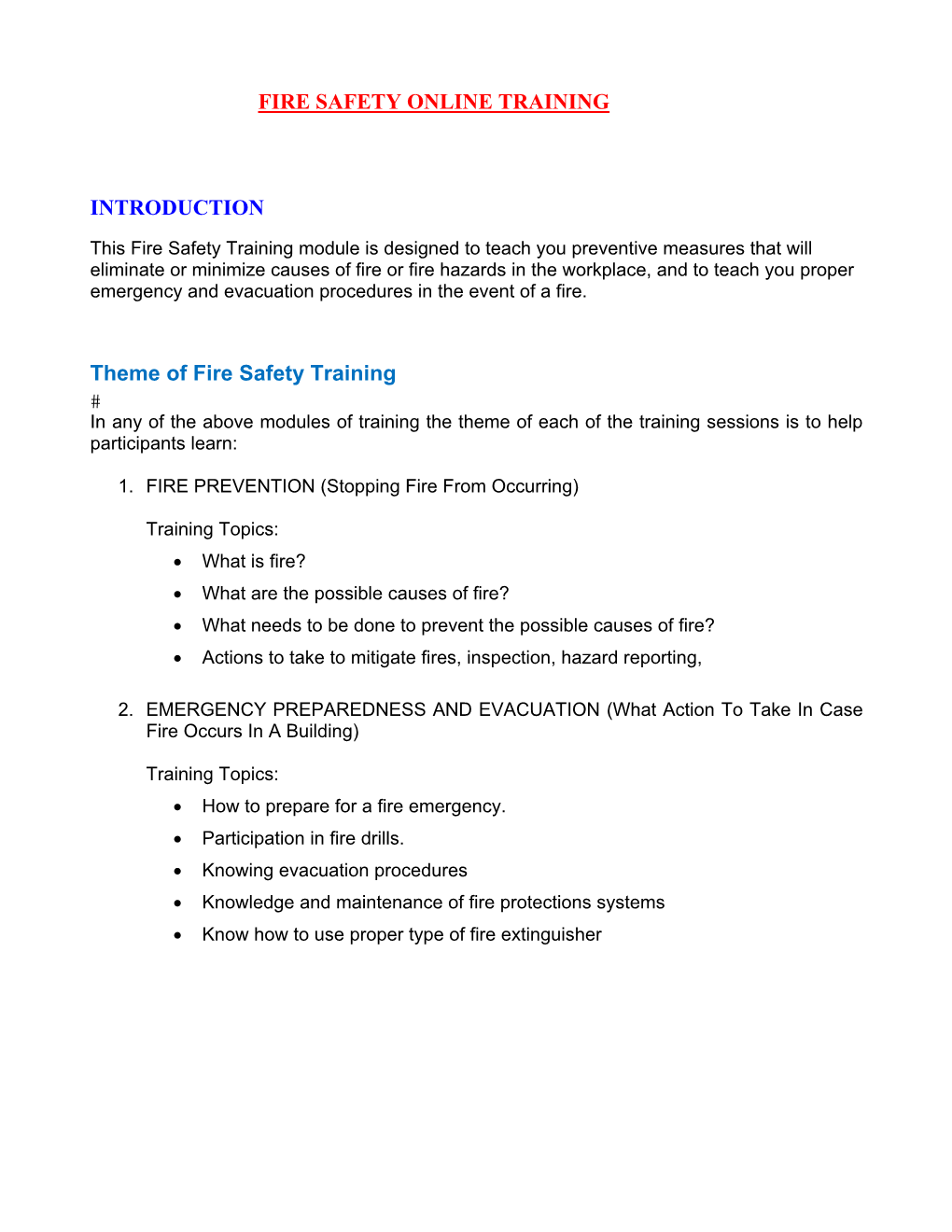 Fire Safety Training