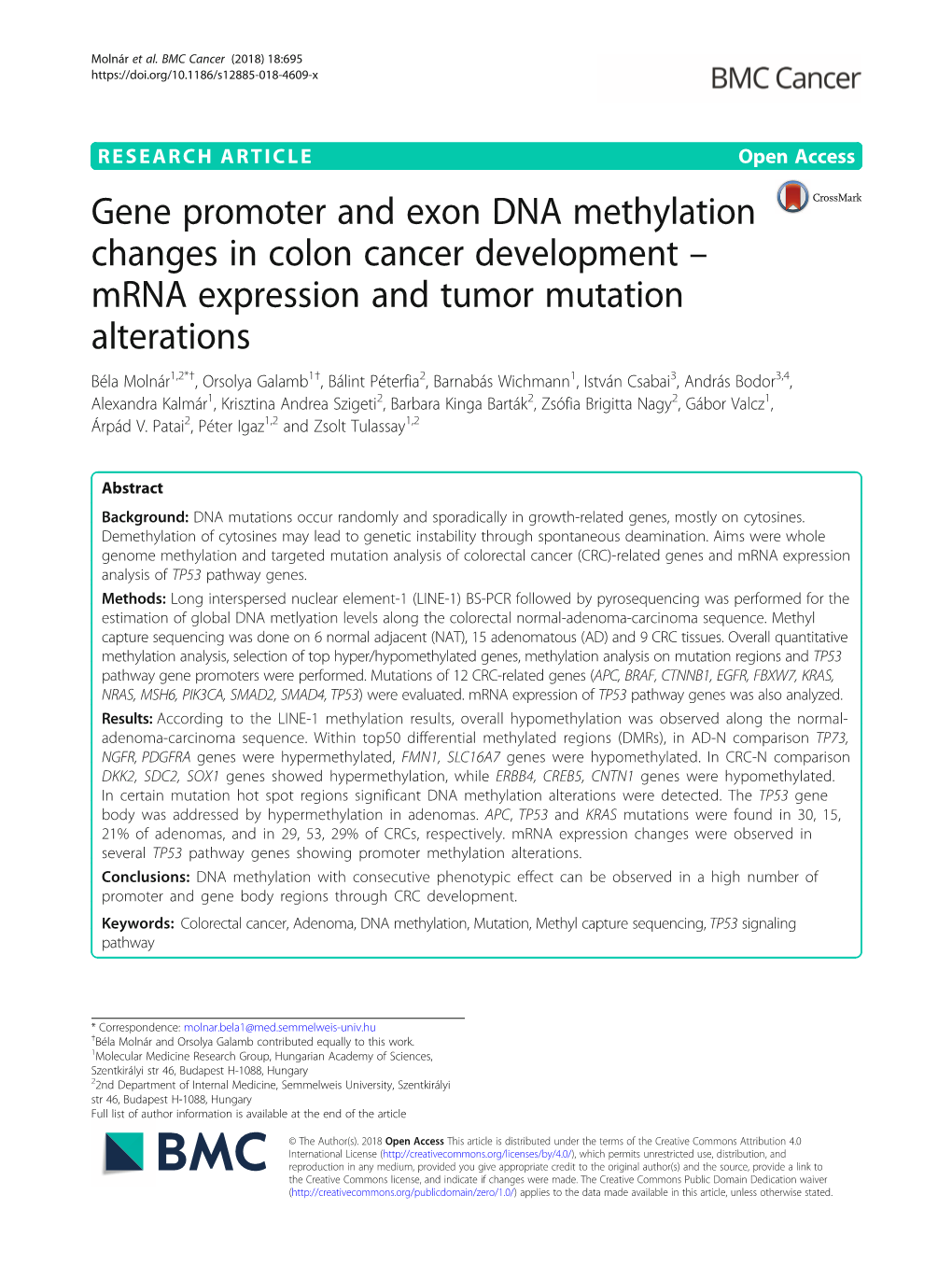 Gene Promoter and Exon DNA Methylation Changes in Colon