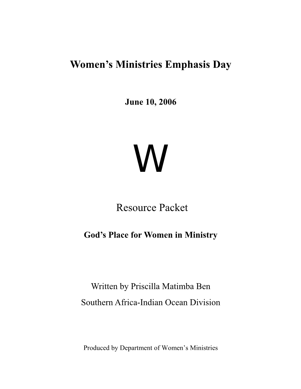 Women’S Ministries Emphasis Day