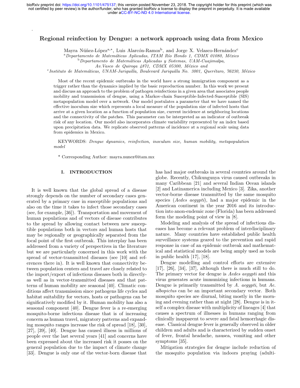 Regional Reinfection by Dengue: a Network Approach Using Data from Mexico