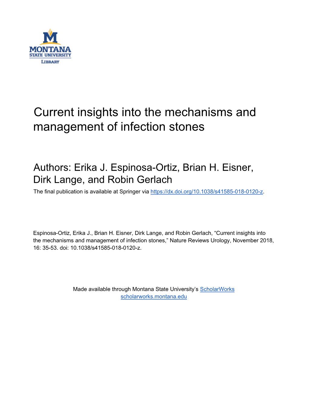 Current Insights Into the Mechanisms and Management of Infection Stones