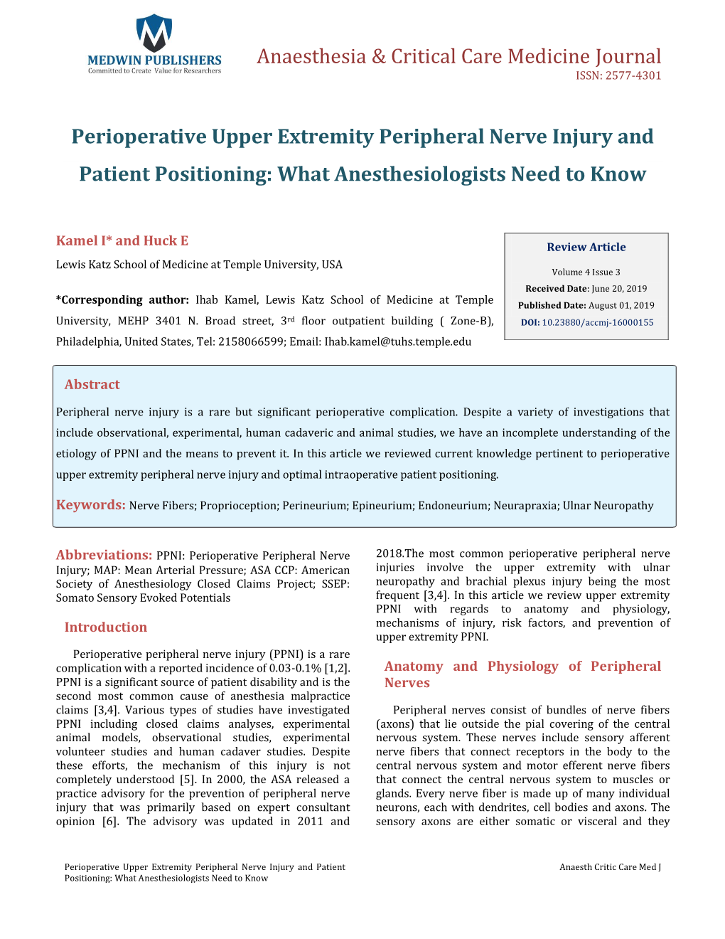 Perioperative Upper Extremity Peripheral Nerve Injury and Patient Positioning: What Anesthesiologists Need to Know