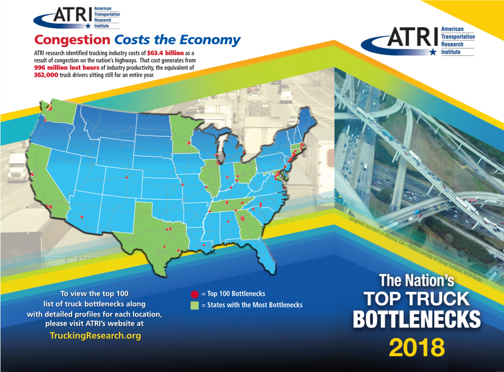 Congestion Costs the Economy ATRI Research Identified Trucking Industry Costs Of$63.4 Billion As a Result of Congestion on the Nation’S Highways