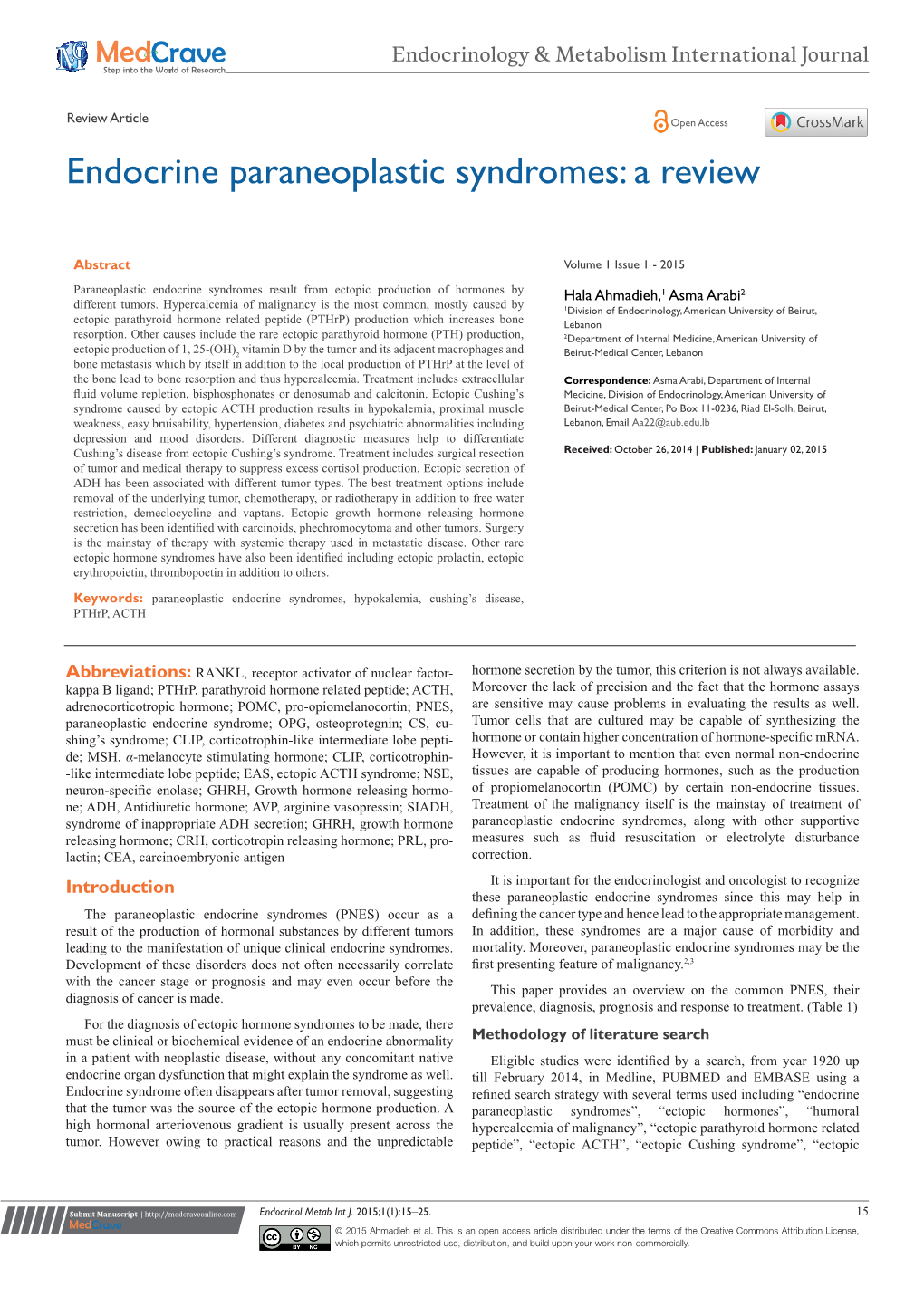 Endocrine Paraneoplastic Syndromes: a Review