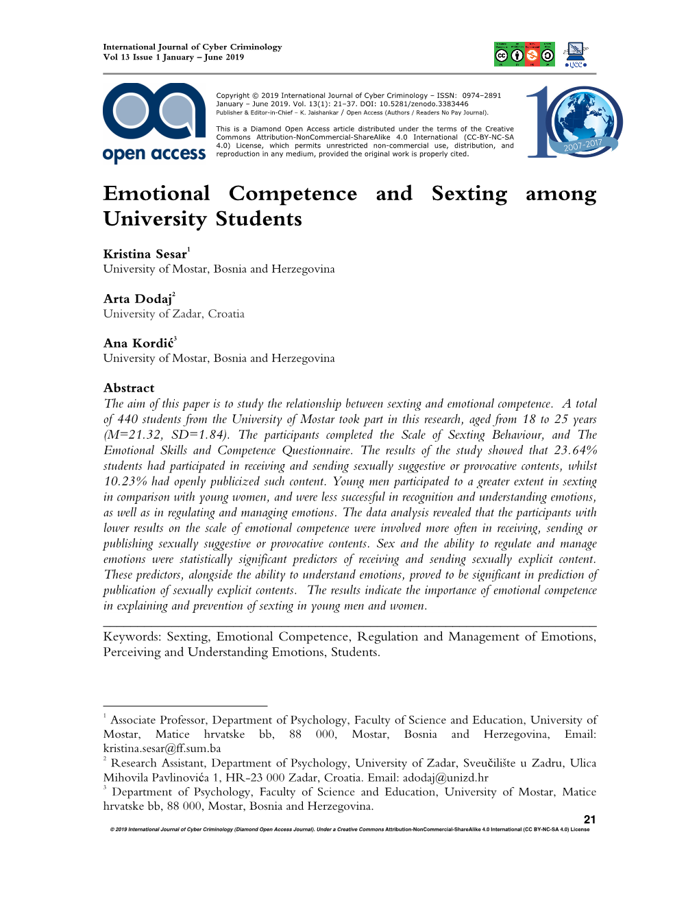 Emotional Competence and Sexting Among University Students