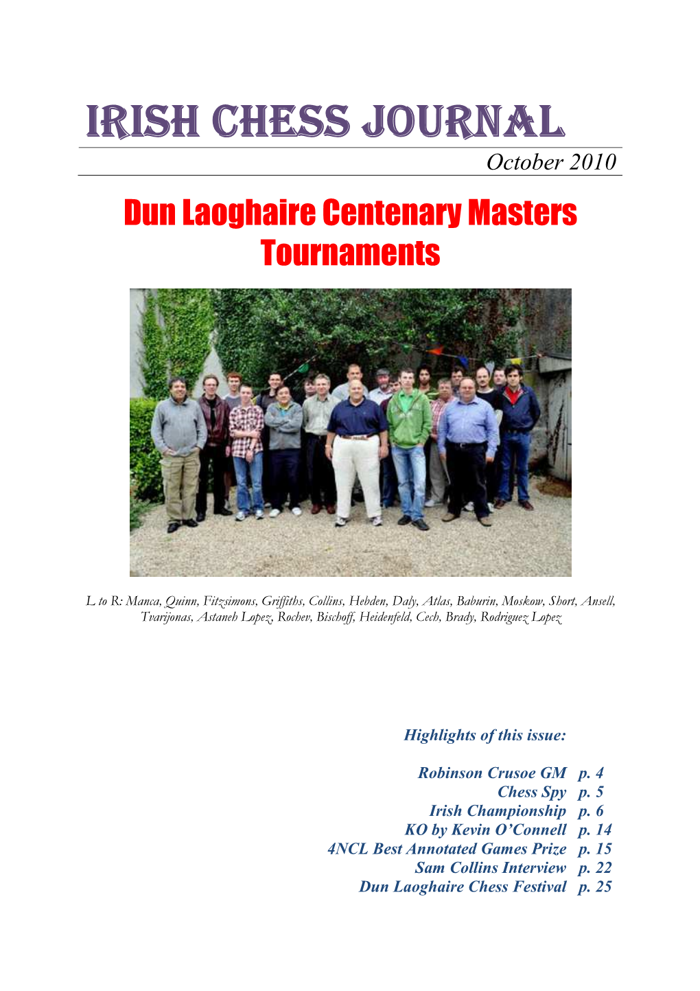 IRISH CHESS JOURNAL October 2010