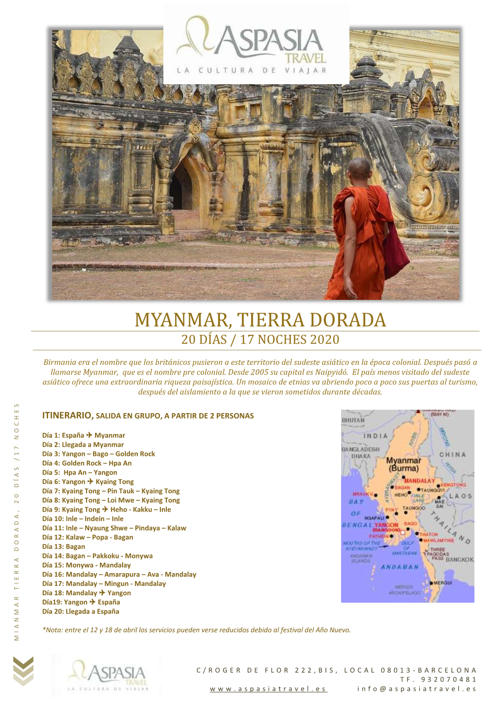 Myanmar, Tierra Dorada 20 Di As / 17 Noches 2020