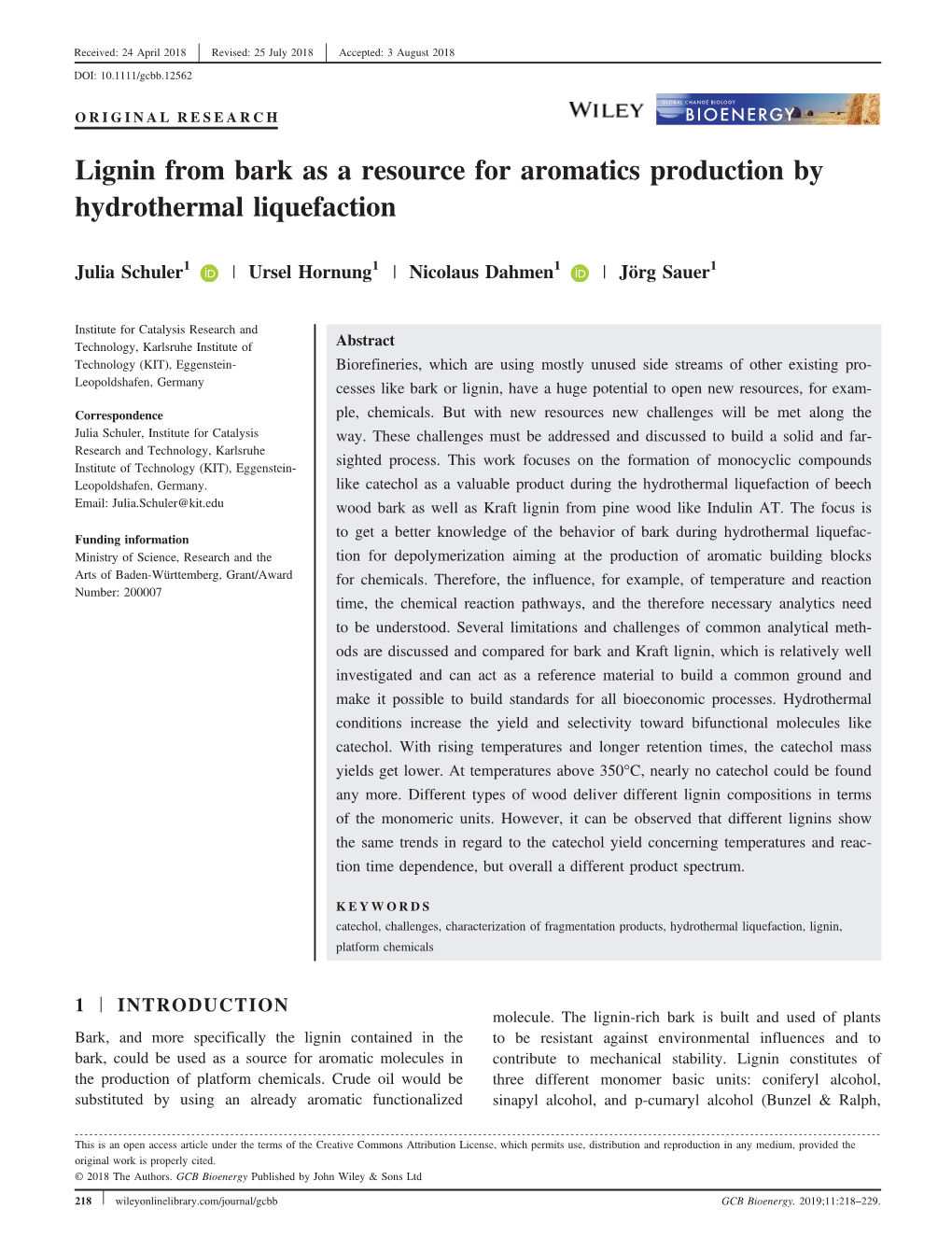 Lignin from Bark As a Resource for Aromatics Production by Hydrothermal Liquefaction