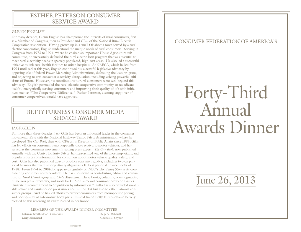 Forty-Third Annual Awards Dinner