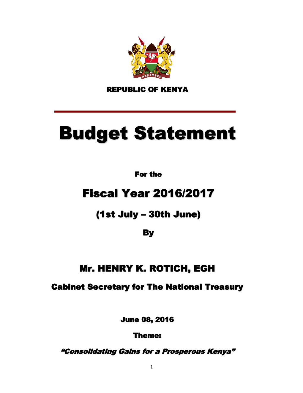 Budget Statement