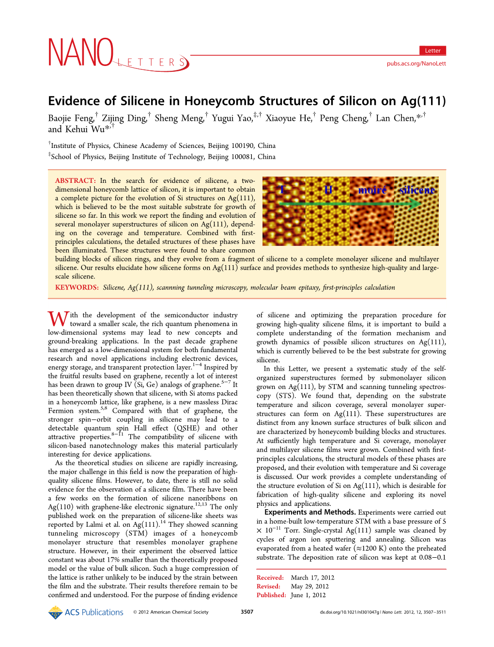 Evidence of Silicene in Honeycomb Structures of Silicon on Ag(111)