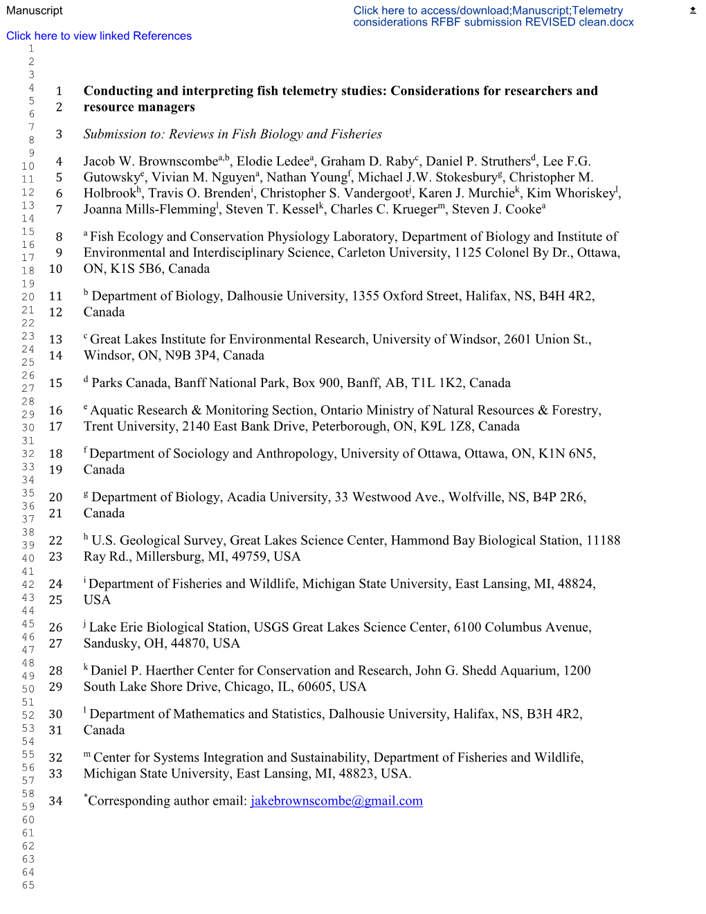 Conducting and Interpreting Fish Telemetry Studies