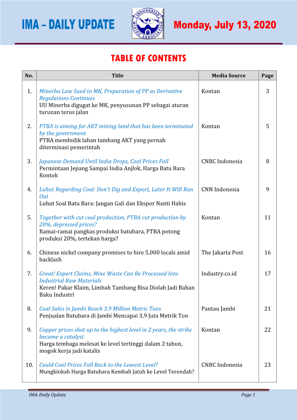 Table of Contents