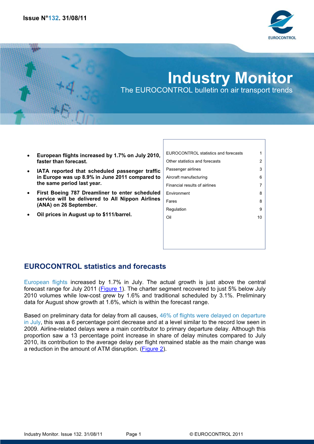 Industry Monitor the EUROCONTROL Bulletin on Air Transport Trends