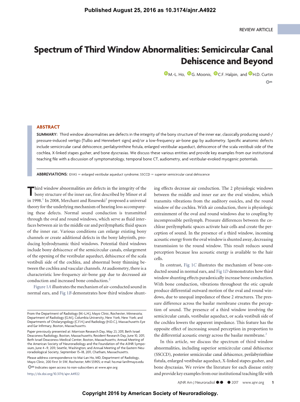 Spectrum of Third Window Abnormalities: Semicircular Canal Dehiscence and Beyond