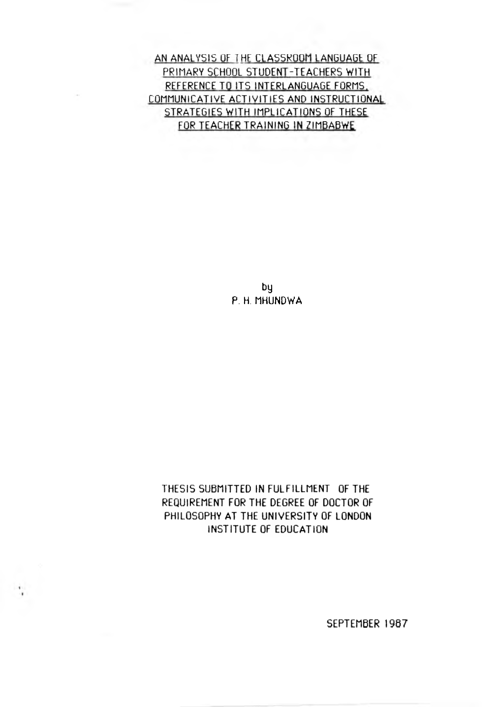 An Analysis of the Classroom Language Of