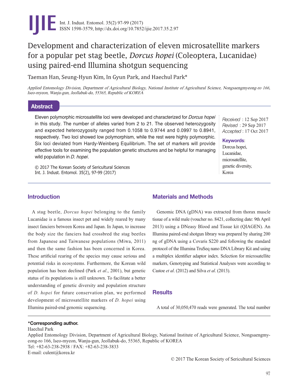 Development and Characterization of Eleven Microsatellite Markers for A