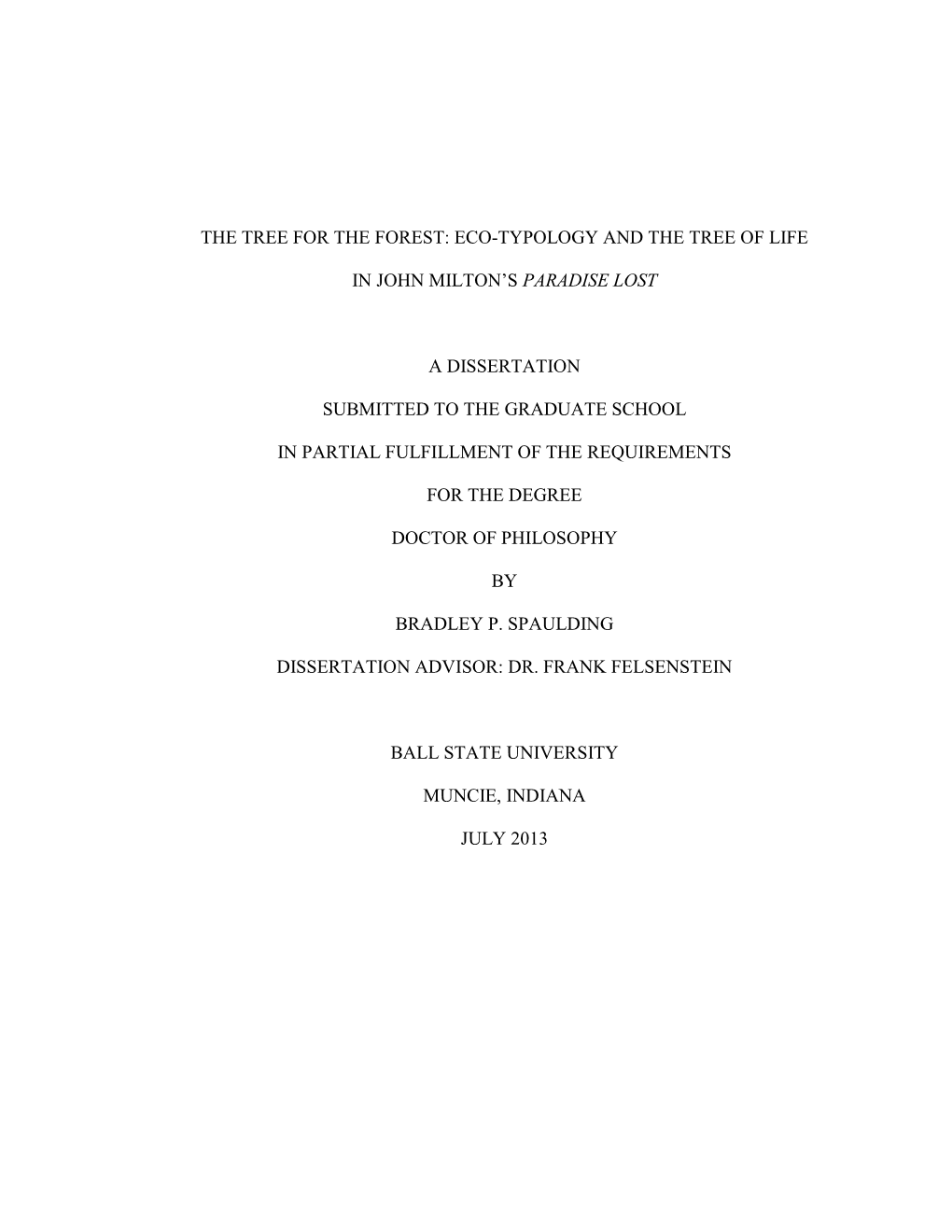 The Tree for the Forest: Eco-Typology and the Tree of Life