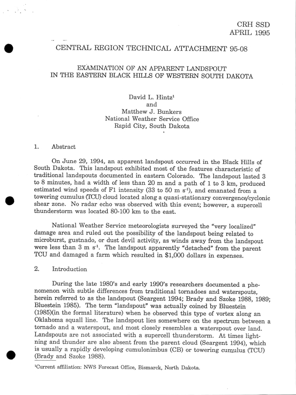 Central Region Technical Attachment 95-08 Examination of an Apparent