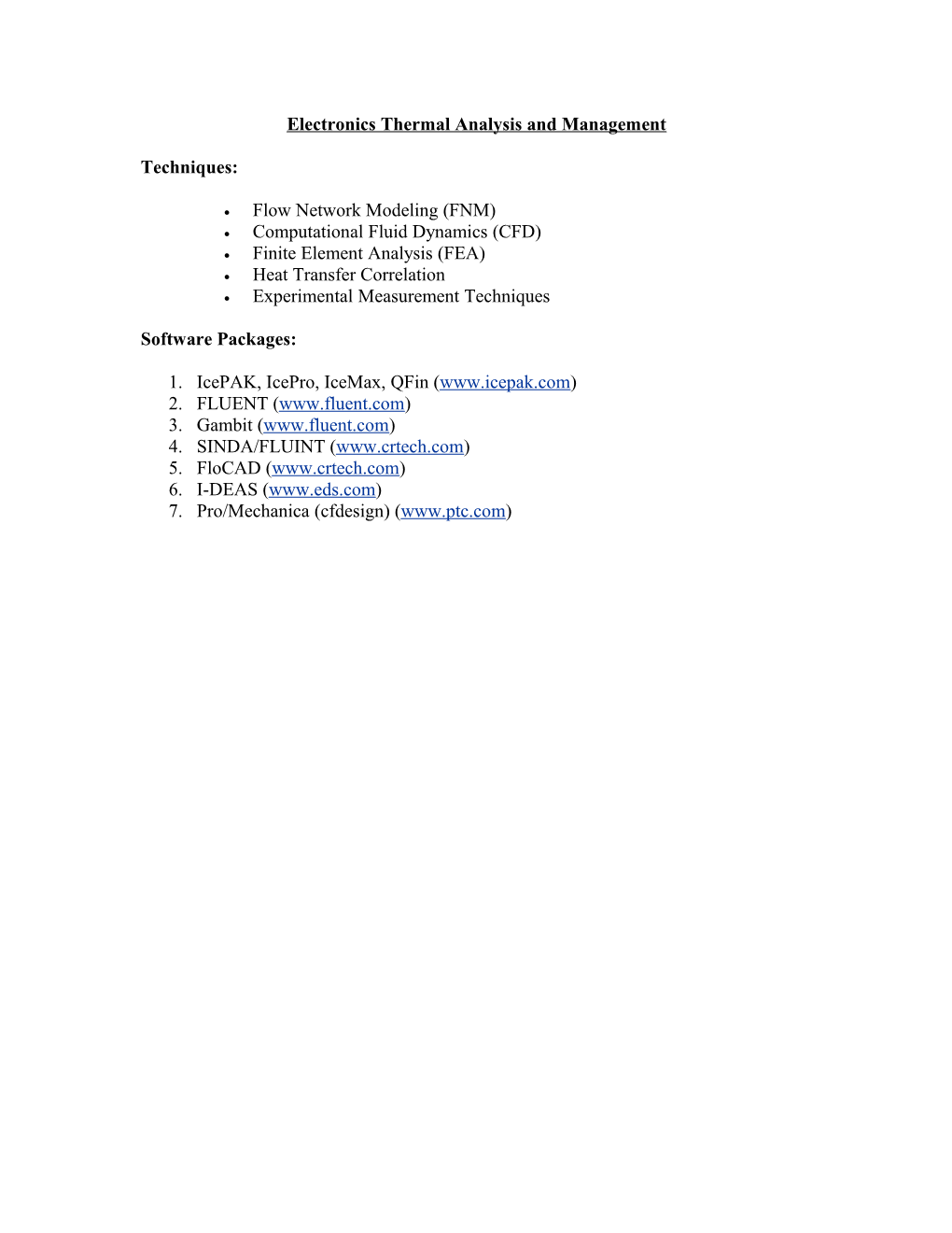 Software Packages For Electronics Thermal Analysis And Management