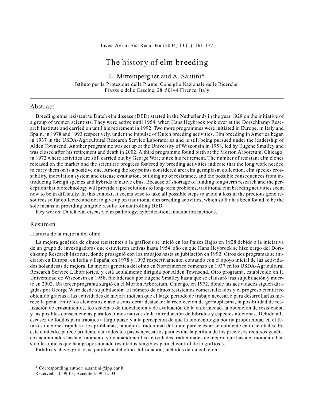 The History of Elm Breeding L