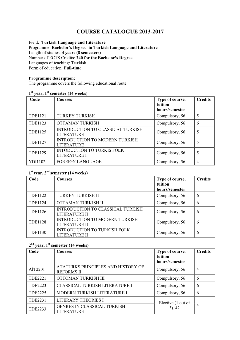 Turkish Language and Literature Department