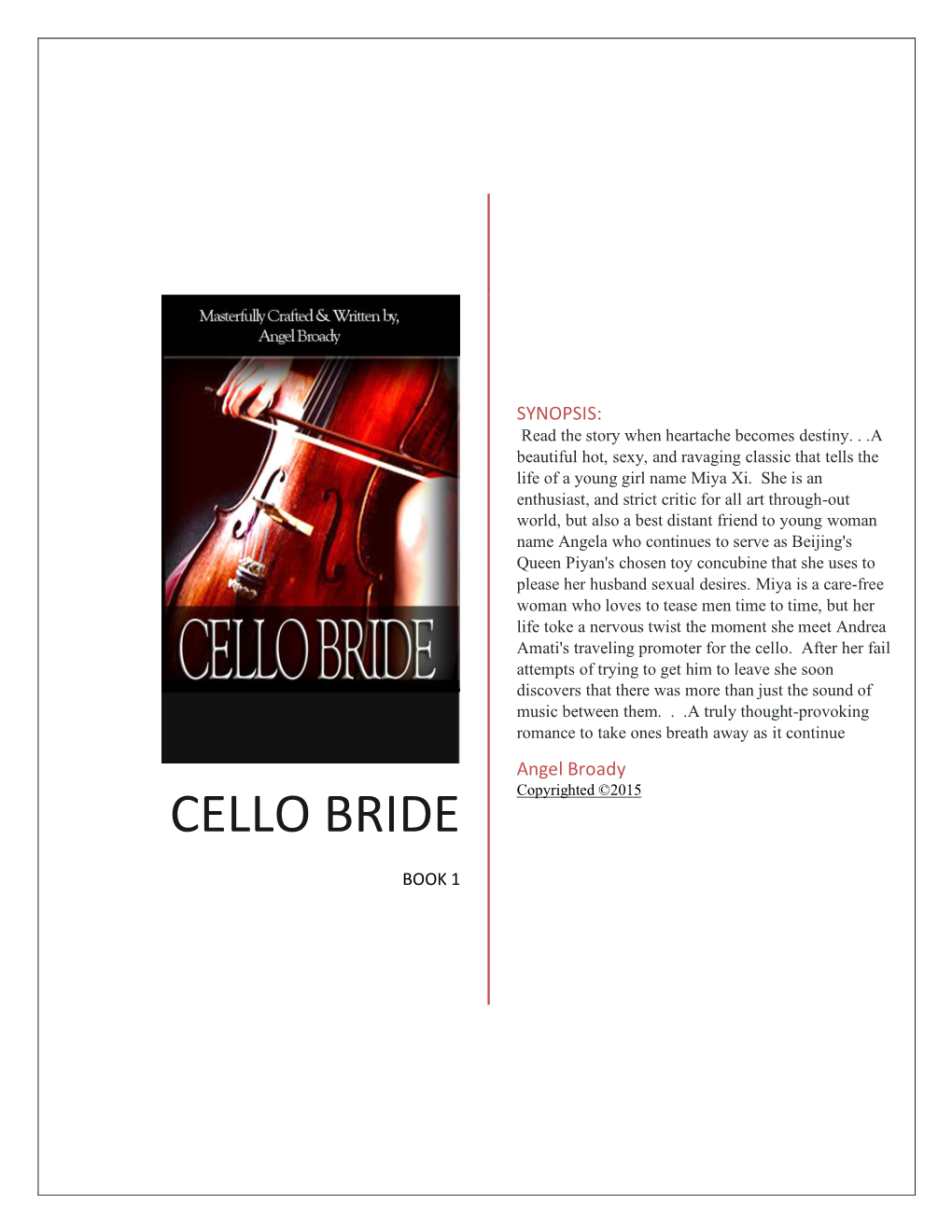 CELLO BRIDE Copyrighted ©2015