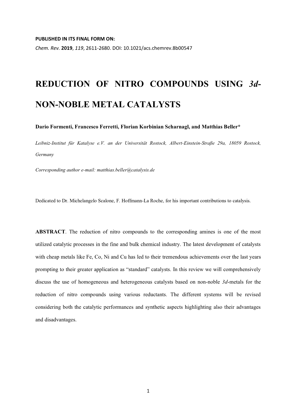 REDUCTION of NITRO COMPOUNDS USING 3D