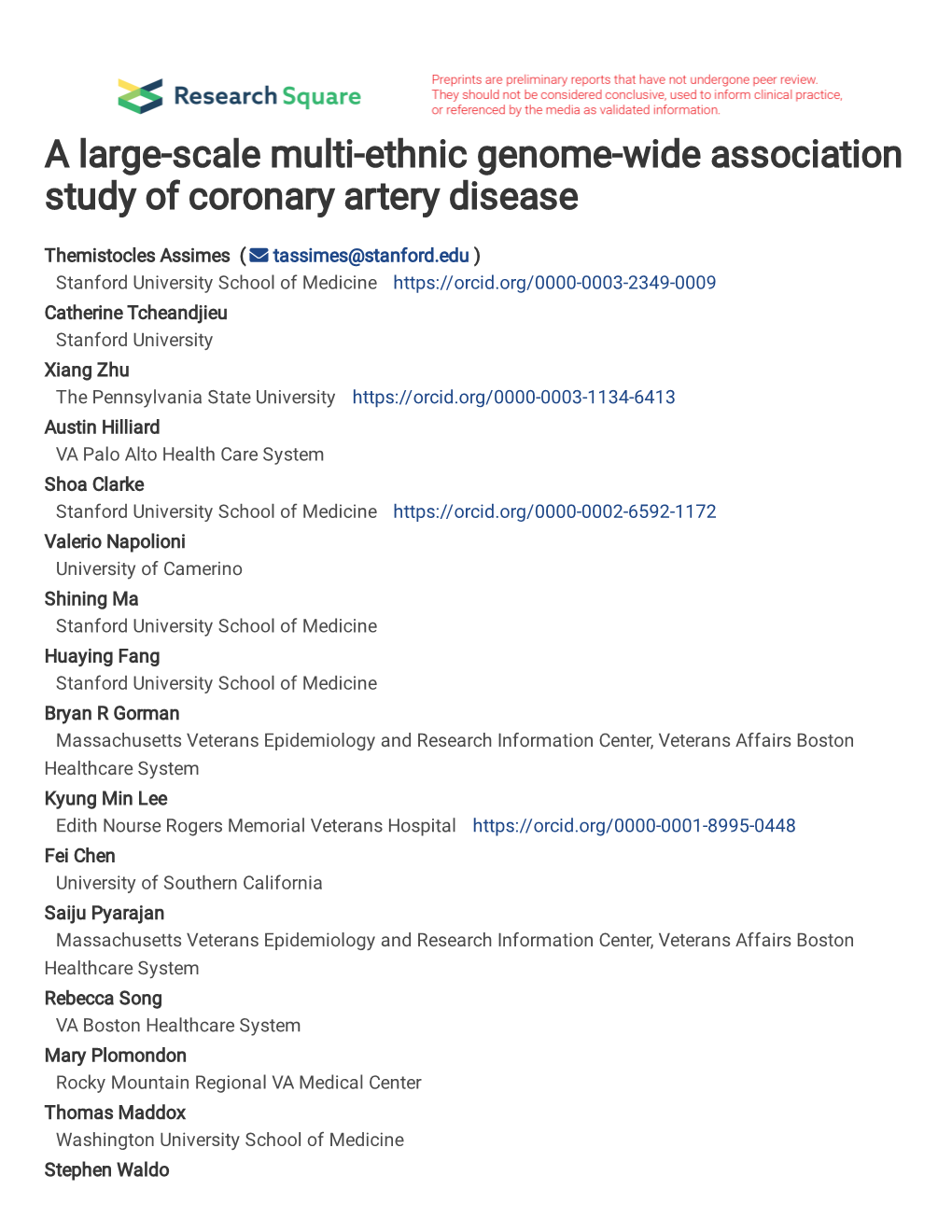 A Large-Scale Multi-Ethnic Genome-Wide Association Study of Coronary Artery Disease