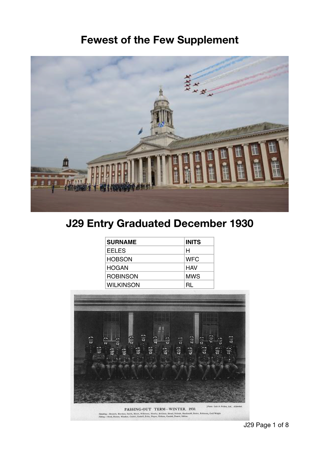 J29 Entry Graduated December 1930