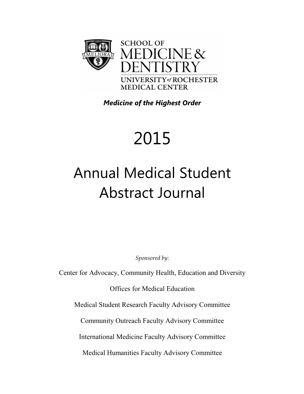 Annual Medical Student Abstract Journal