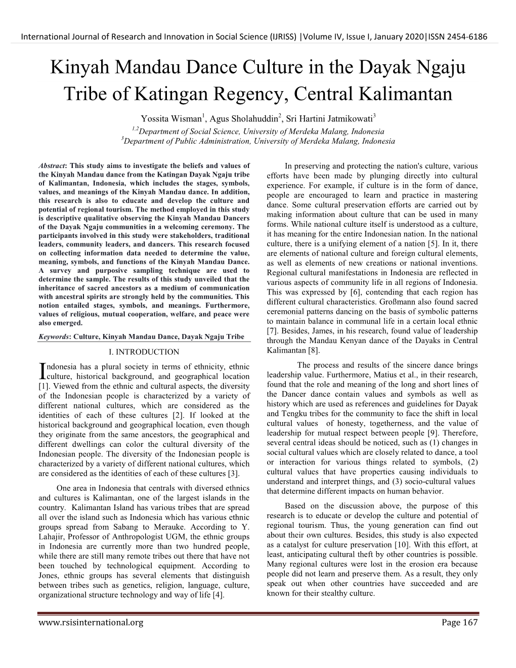 Kinyah Mandau Dance Culture in the Dayak Ngaju Tribe of Katingan Regency, Central Kalimantan