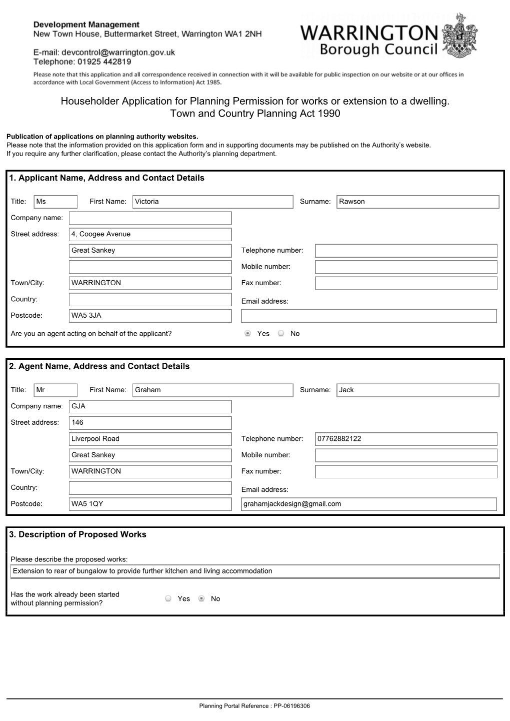 Householder Application for Planning Permission for Works Or Extension to a Dwelling