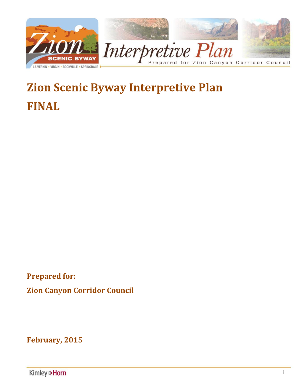 Zion Scenic Byway Interpretive Plan FINAL