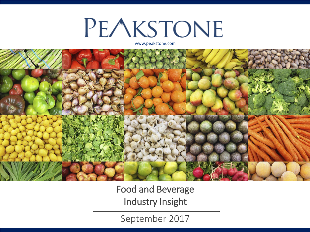 Food and Beverage Industry Insight September 2017